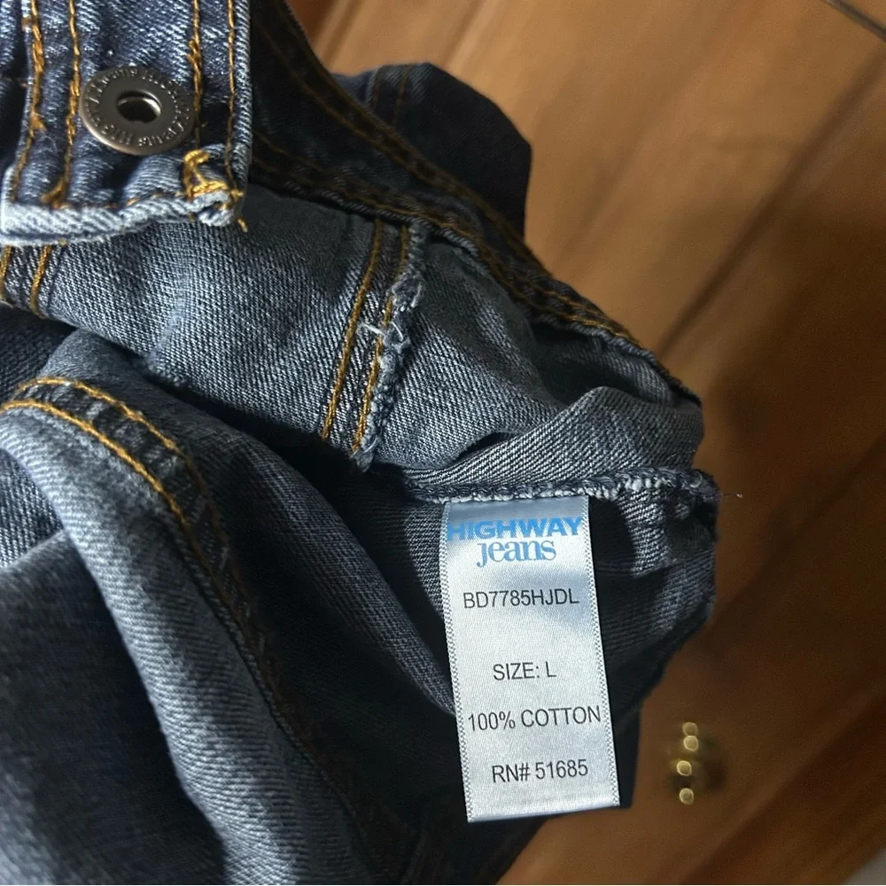 Distressed Highway Jeans Blue Jean Jacket 100% cotton - Picture 6 of 7